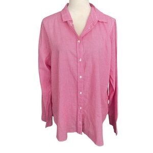 J. Crew Classic Cotton Pink Gingham Button-Up Shirt Top Women Size XL Preppy
